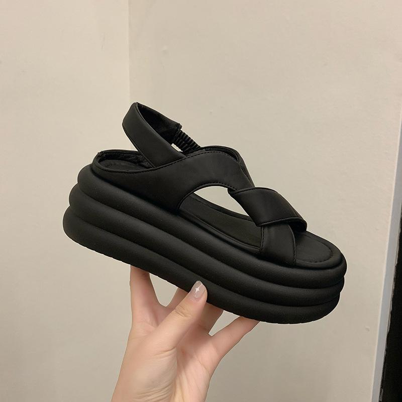 Платформенные сандалии летние новые повседневные эластичная лента чехол для стопы слово с маффин-сандалиями тренд