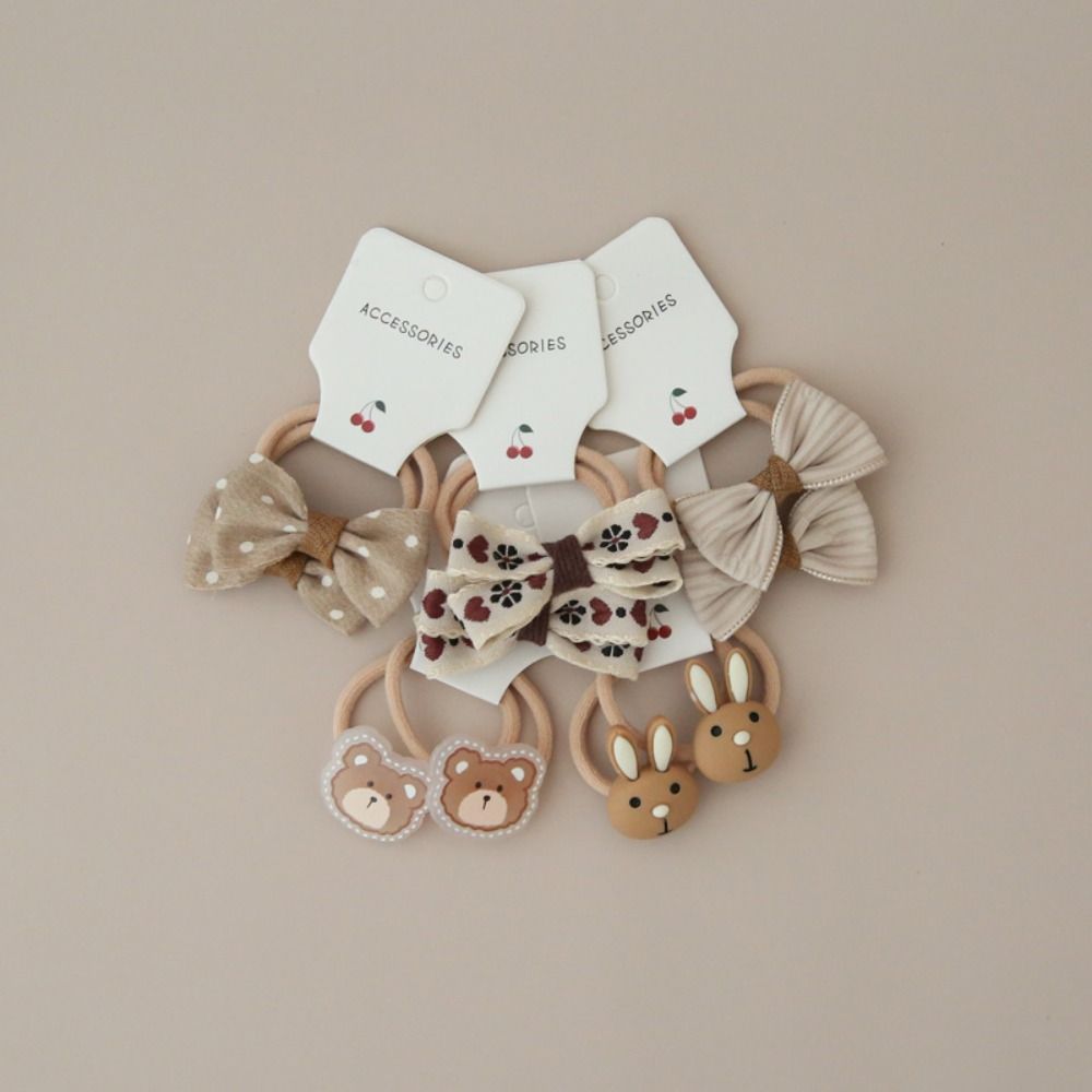 10Pcs Cute Elastic Rubber Band Kids Girls Bows Flower Headdress Scrunchies Hair Ties Bowknot