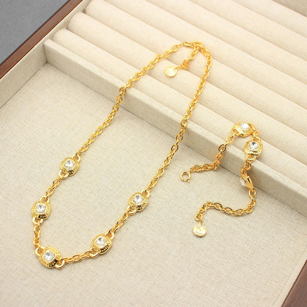 Роскошный женский медный ювелирный набор с золотым покрытием: Ожерелье & браслет