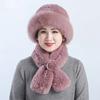 Меховая шапка женская зимняя теплая из шерсти кролика Рекса для пожилых женщин, мам, бабушек, утолщенная теплая шапка, шарф