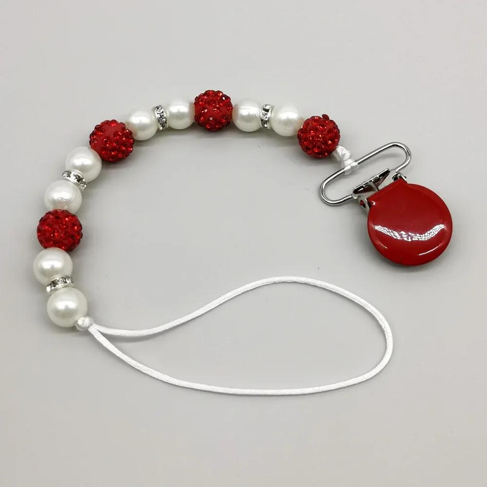 1 Piece Glitter Shiny Baby Pacifier Clip Retro European Crystal Princess Infant Boy Girl Nipple Clip Chain  Baby Accessories