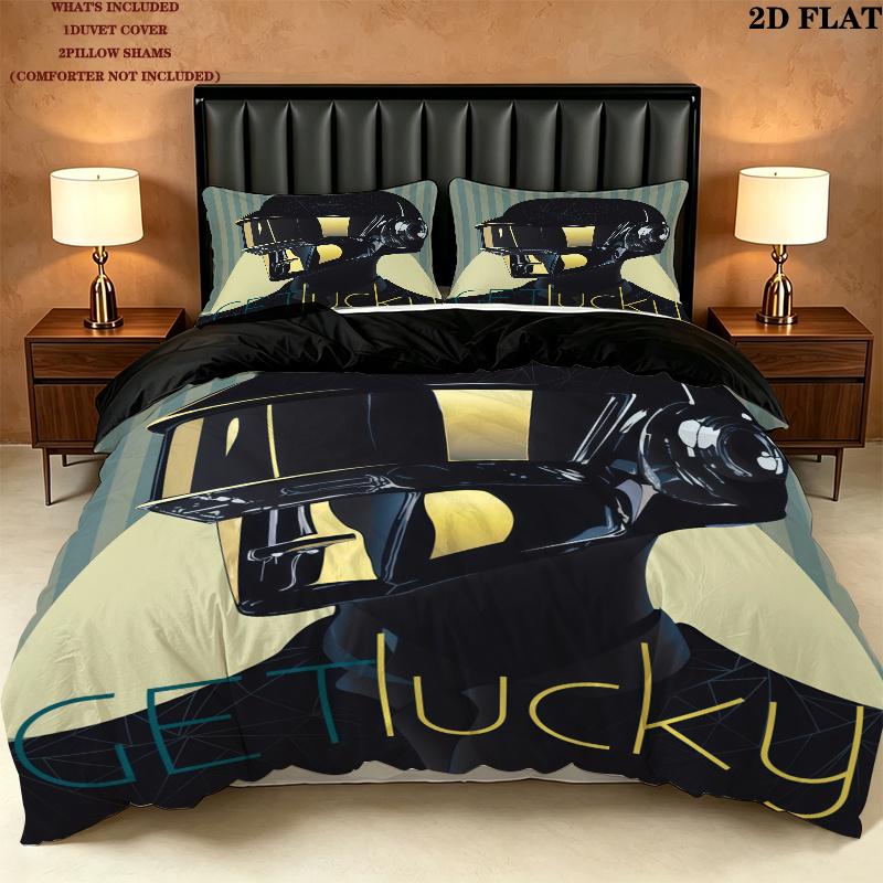 Daft Punk Bedding Quilt Set Quilt Cover Pillowcase Home Decoration Birthday Gift (1 * duvet cover + 2 * pillowcase, without core)