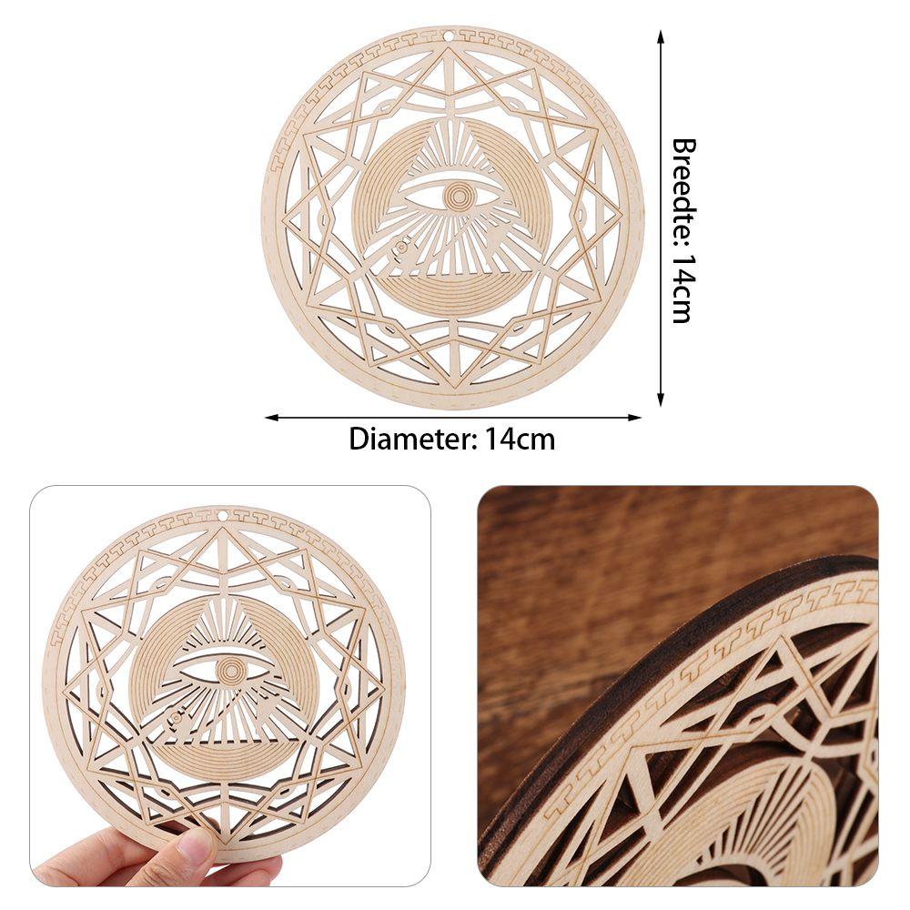 Hot Round Wood Sign Wall Decor Wooden Wall Art Sacred Geometry Hanging Artwork