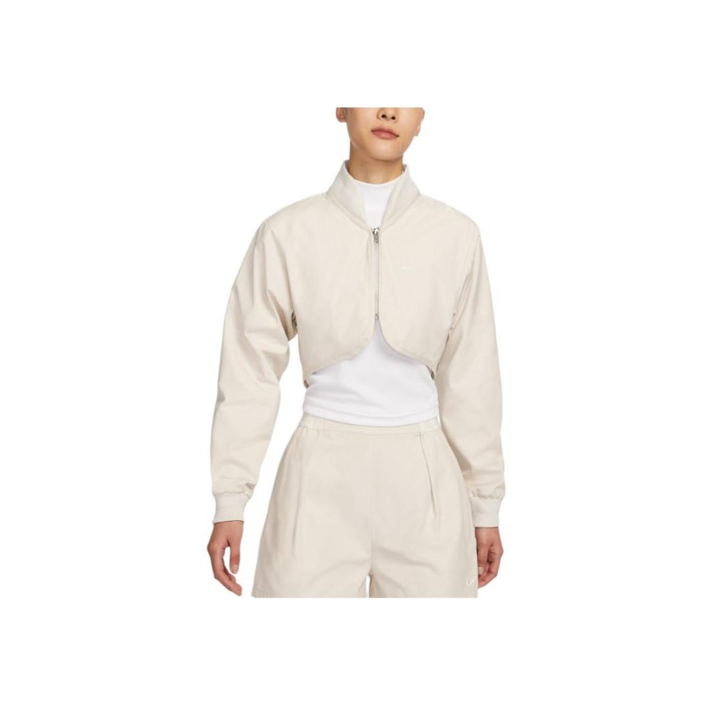 Nike Solid Color Short Zip-Up Casual Jacket Women Jackets Light-Brown FN2241-104