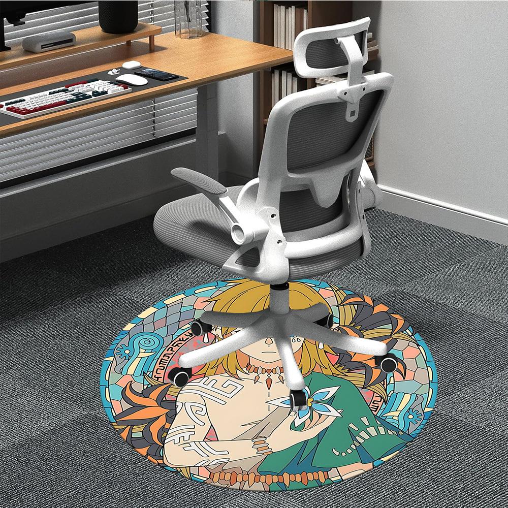 1pc The Legend of Zelda Office Round Area Rug, Bedroom Living Room Home Decor, Room Deco,  Offic a1016203