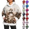 Women's Christmas Casual Fleece-Lined Hoodie With Long Sleeves And Pockets Sweatshirt Top