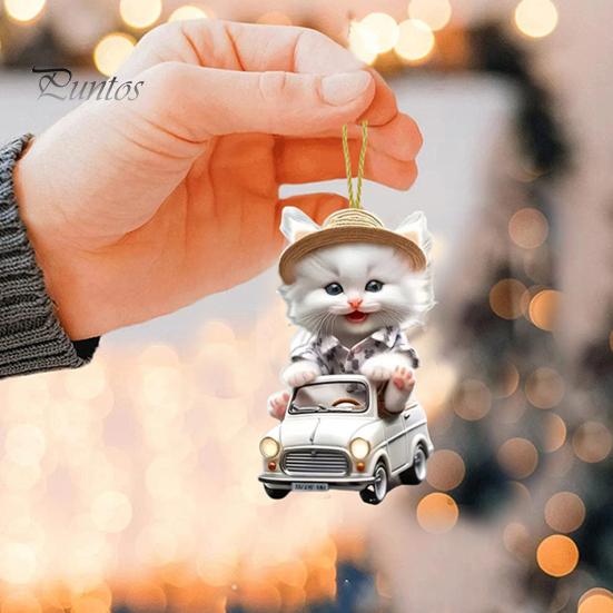 Милый кулон в виде кота, акриловое зеркало заднего вида, подвеска на рождественскую елку, украшение в виде мультяшного котенка, подарок для любителя кошек