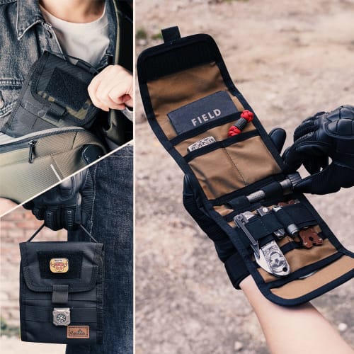 VIPERADE VE12 Foldable EDC Organizer Pouch, Molle Tool Bag, Tri-Fold Tool Pouch, Utility EDC Pocket Organizer for Outdoor and Everyday Use (Black Camo