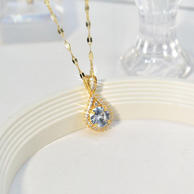 Ожерелье-капля воды, Простой и персонализированный женский монопродукт, Универсальная титановая стальная цепочка для ключицы