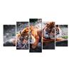 Настенные художественные холсты, постеры, 5 принтов на панелях, модульные картины с изображением животного, тигра и пейзажа для современной гостиной, картины без рамки