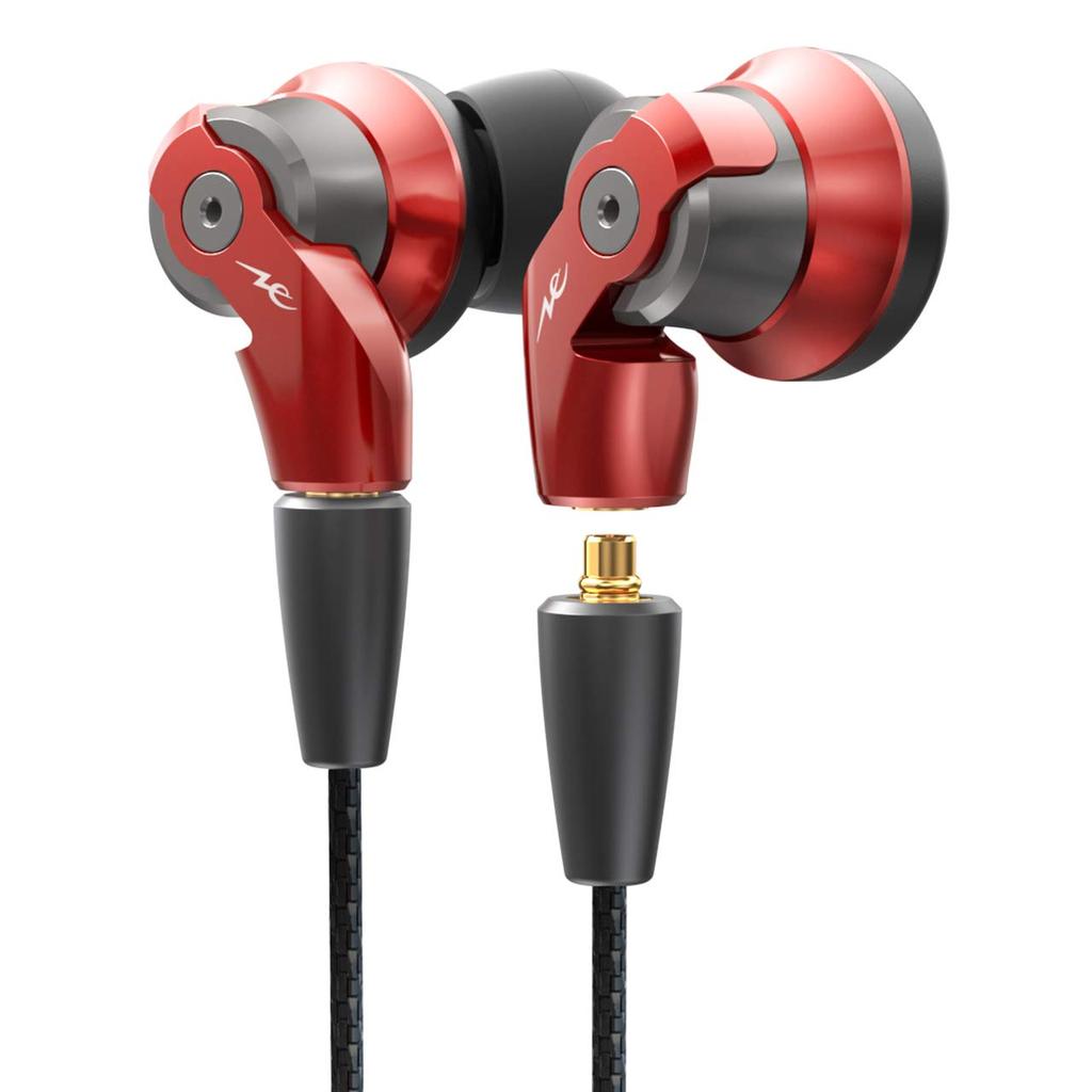 Radius HP-NHR31R Earphones: Hi-Res Compatible MMCX Re-Cable Ne VOLT Series Deep Bass Model HP-NHR31 (1. Single, Red)