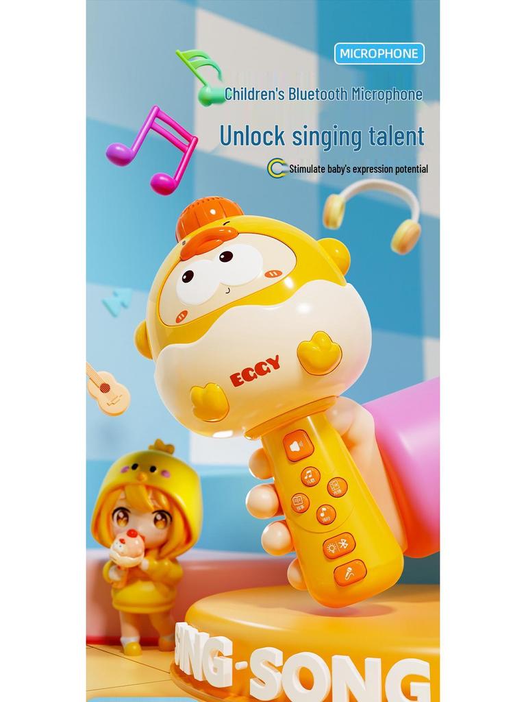 Мультяшный Bluetooth Караоке Микрофон и Динамик для Детей: Игрушка для пения и музыкального взаимодействия между родителем и ребенком