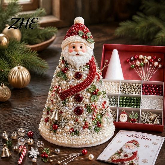 DIY Craft Supplies for Adults Beaded Tree Kit Adults, Christmas Bead Kit, Handmade Holiday Decoration 3D Ornament Tabletop Mantel Festive Ornaments