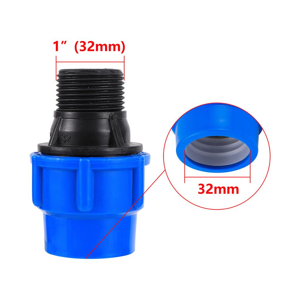 Прямой переходной соединитель для полиэтиленовой трубы 1/2" 3/4"1"1.2"1.5" с внутренней/наружной резьбой 20/25/32/40/50 мм, переходная муфта для орошения