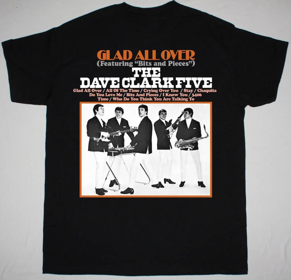 НОВЫЙ The Dave Clark Five Glad All Over Подарок для фаната Черная Все Футболка Унисекс Футболка