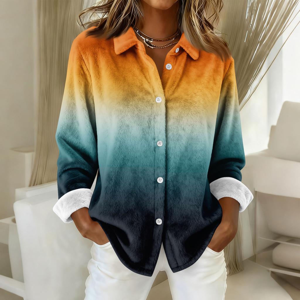 Women's Shirt Blouse Print Button Long Sleeve Casual Basic Shirt Collar Regular Top