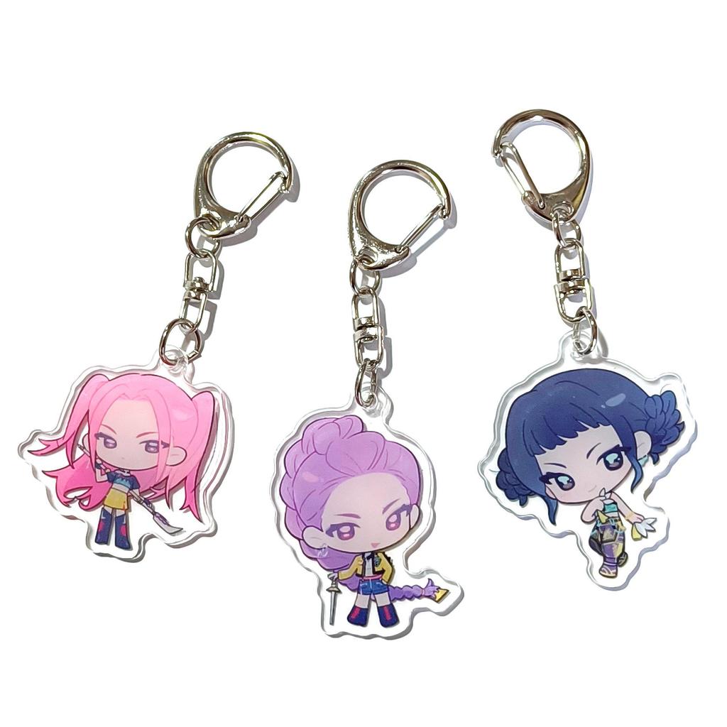 K-pop Брелок для ключей с женской группой «Охотники на демонов»: Милый акриловый брелок для школьной сумки Lumi, Zoe, Mira & Qin Yu