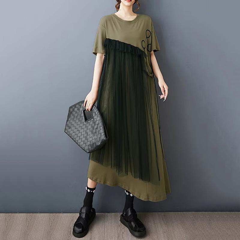 Xitao Сетчатое лоскутное свободное женское платье ZMY1359