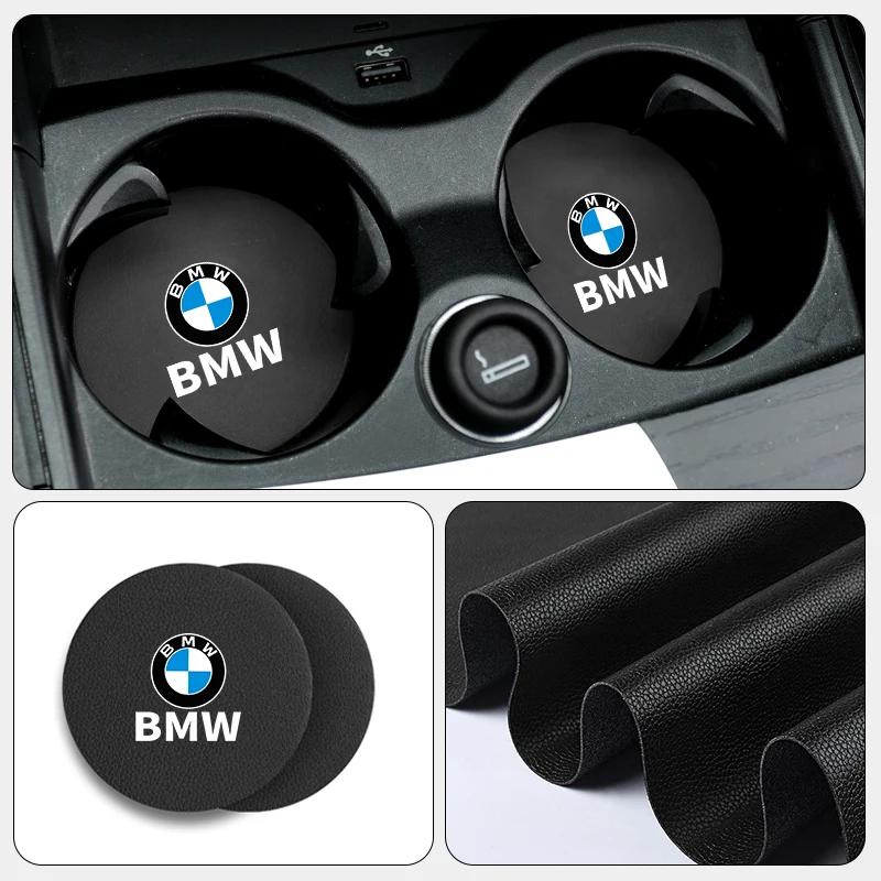 Car Sticker 2025 Hot 2pcs Car Water Coaster Leather Anti-slip Mats Shock Cup Holder Pads For BMW E46 E90 E60 F10 E39 F30 E36 F20