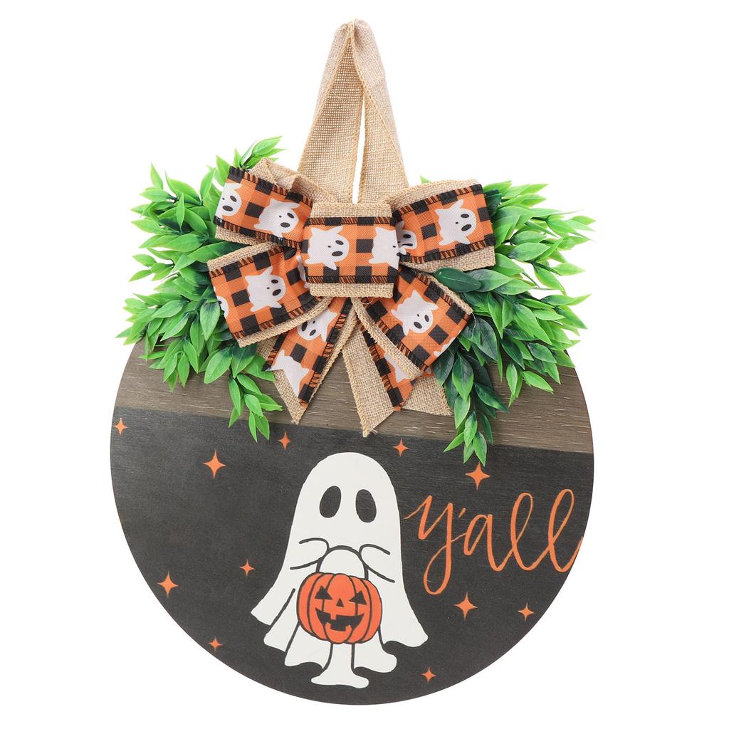 Ghost Pumpkin Door Sign Cute Party Supplies Funny Decoration Spooky Door Hanger for Home Window