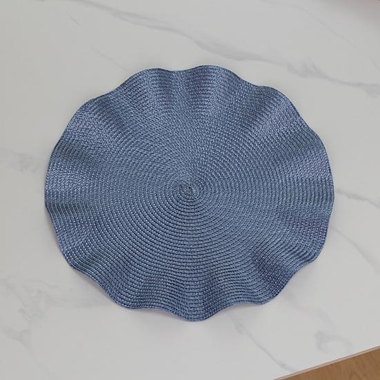 6 шт./компл. круглых салфеток под приборы, набор, плетеный дизайн, моющийся нескользящий обеденный коврик, гофрированный край, термостойкий коврик для стола