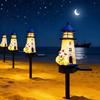 Solar Powered Lighthouse Lawn Light Outdoor Waterproof LED Garden Decor with Auto Sensor Holiday Themed Yard Stake for Halloween Christmas
