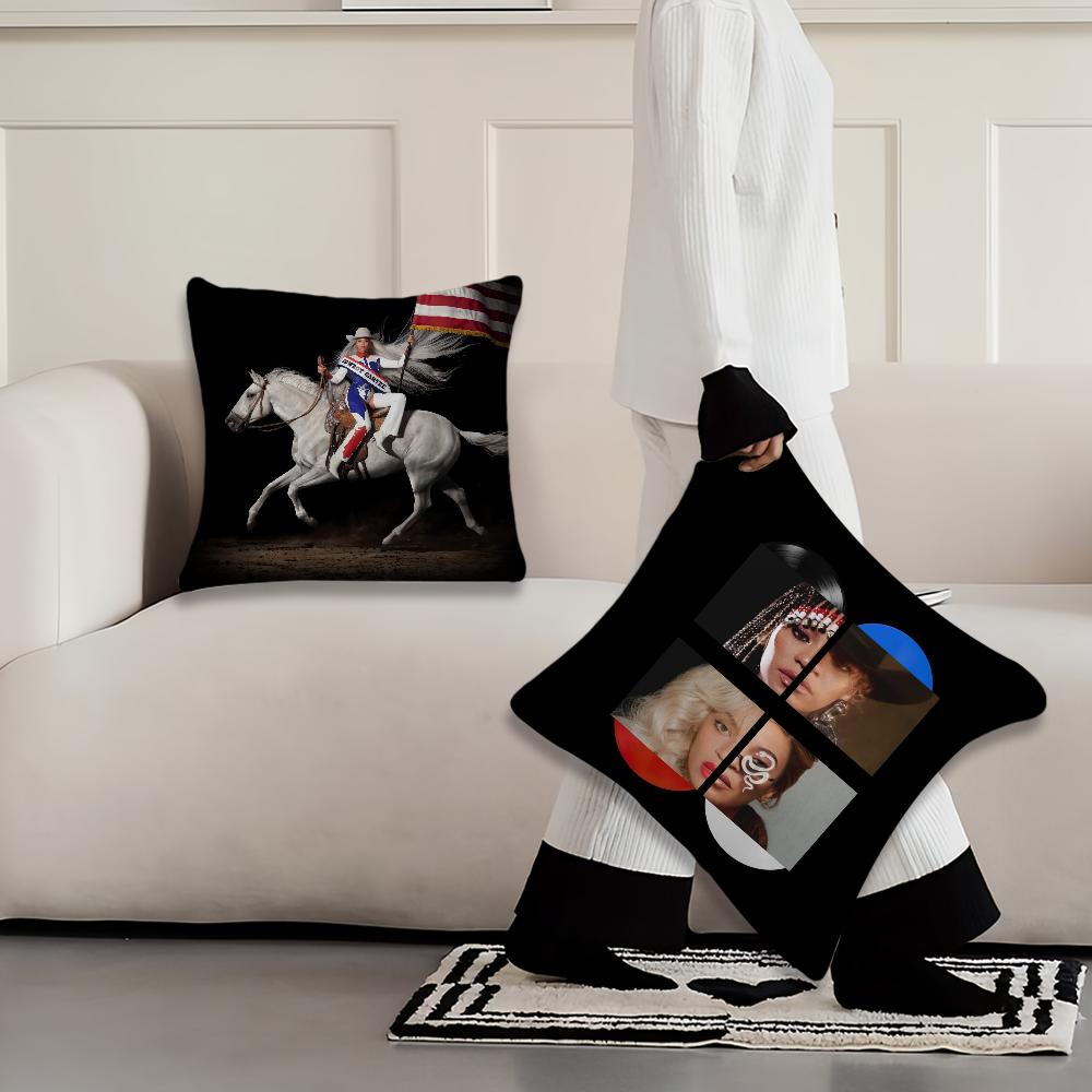 B-Beyonce Singer Cowboy Carter Pillow Case Living Room Home Sofa Office Shop Cover Printing Comfort Decoration Nordic Simplicity