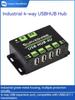 GGDX WaveShare Industrial 4-Channel USB 2.0 Multi-Port Hub Adapter Expansion 1 to 4 Metal Case