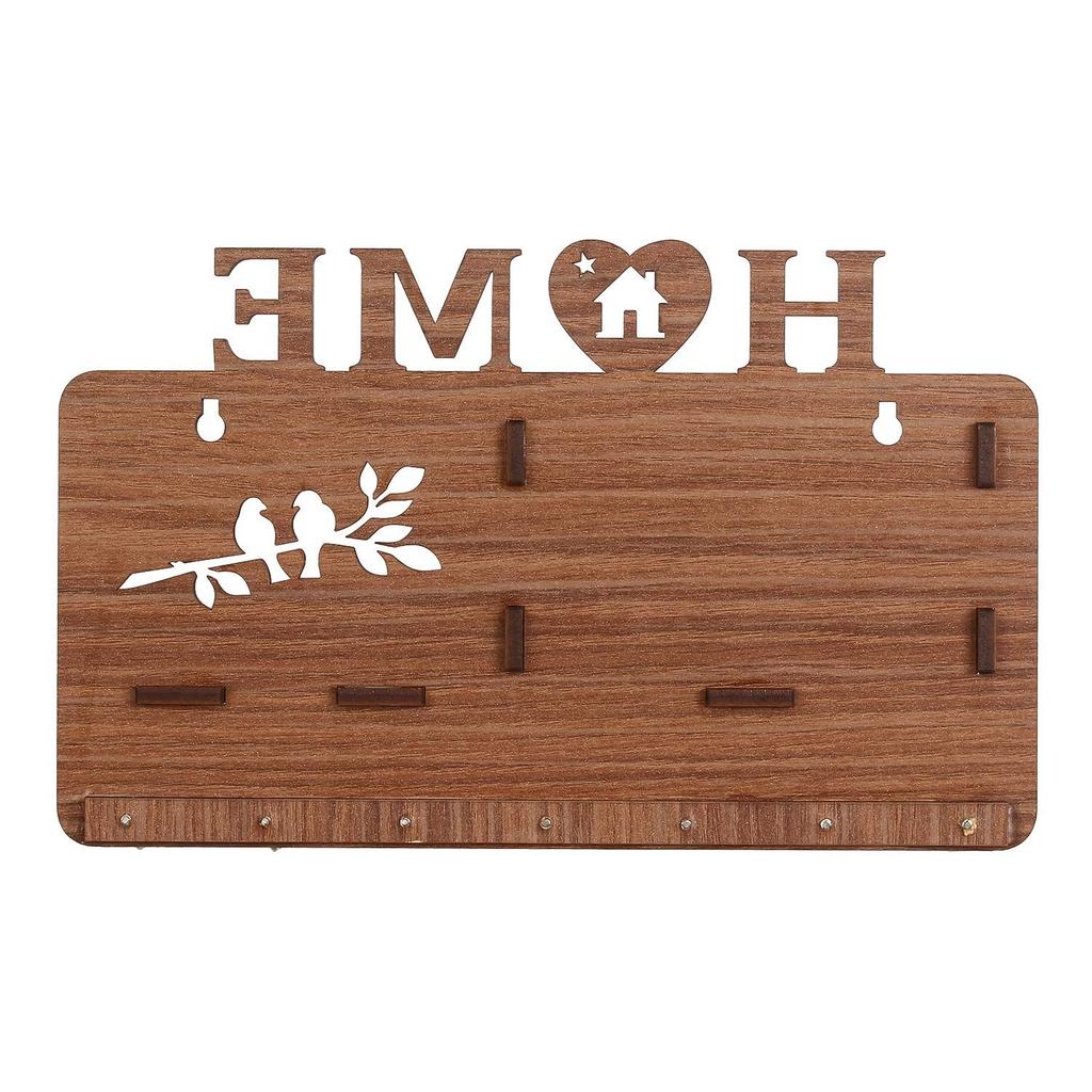 Деревянная полка с матовой отделкой, дизайнерская домашняя боковая настенная полка, ключница с 7 крючками для ключей (коричневый)- Предметы домашнего декора, Предметы украшения Дивали