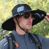 Fisherman Hat, Outdoor Sun Hat with Dual Power Solar USB Rechargeable Fan, Wide Brim Sun Protection Hat for Fishing Camping Hiking Gardening