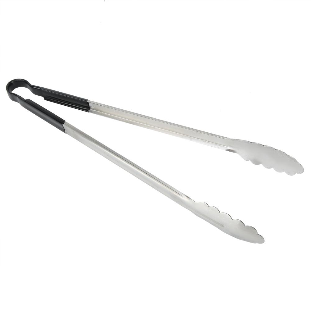 Черная ручка из нержавеющей стали для гриля для барбекю, зажим для еды, противоожоговый зажим для барбекю, щипцы для аксессуаров, инструмент