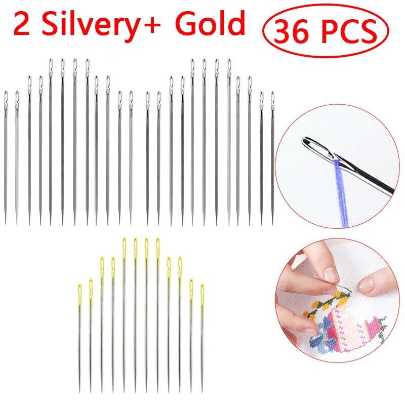Stainless Steel Side Hanging Blind Needles Elderly Needle-side Opening Hole Fast Throughing Sewing Automatic Thread DIY Tools