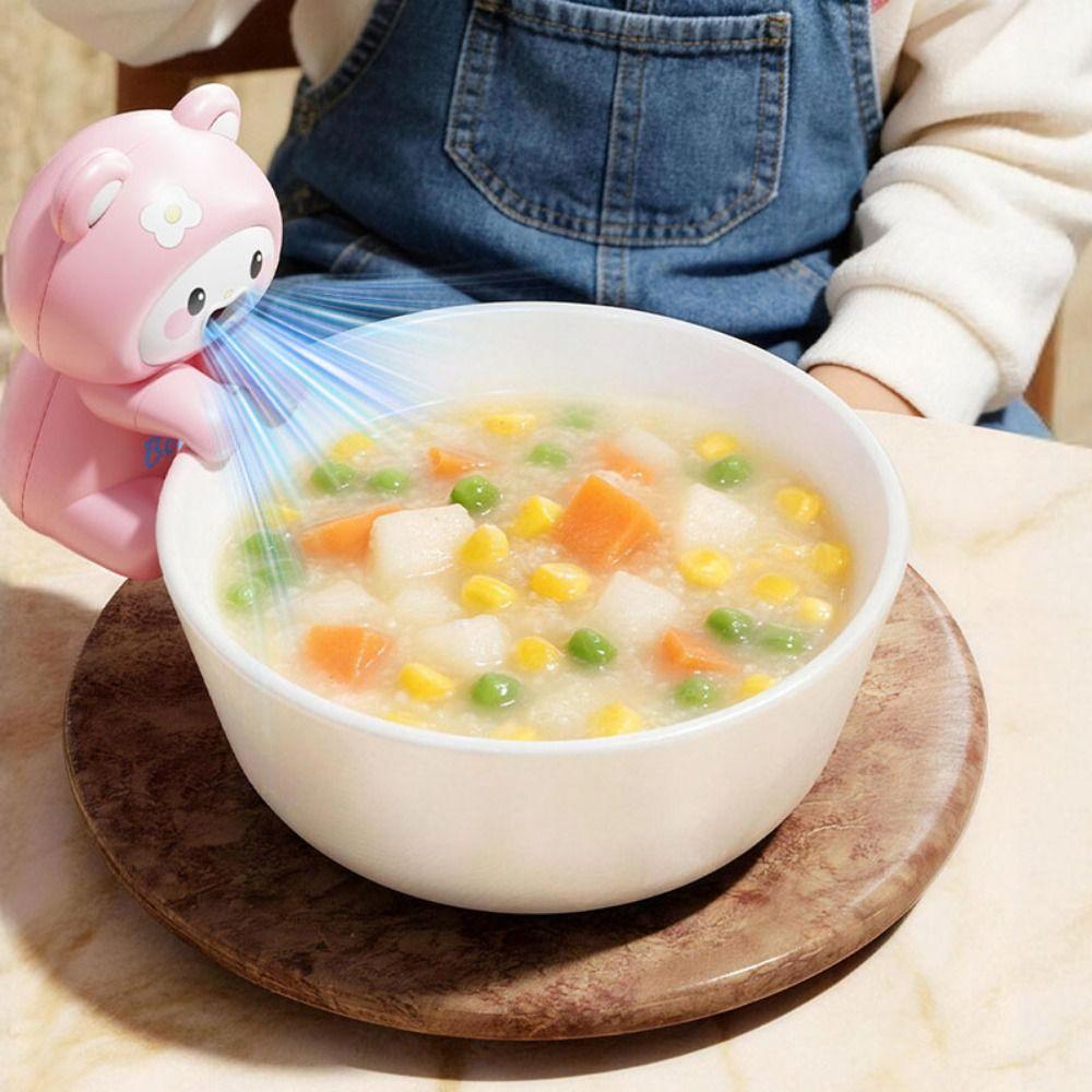Air-Blowing Attachmen Food Cooling Fan Cute Cartoon Design Mini Clip on Fan Travel Use