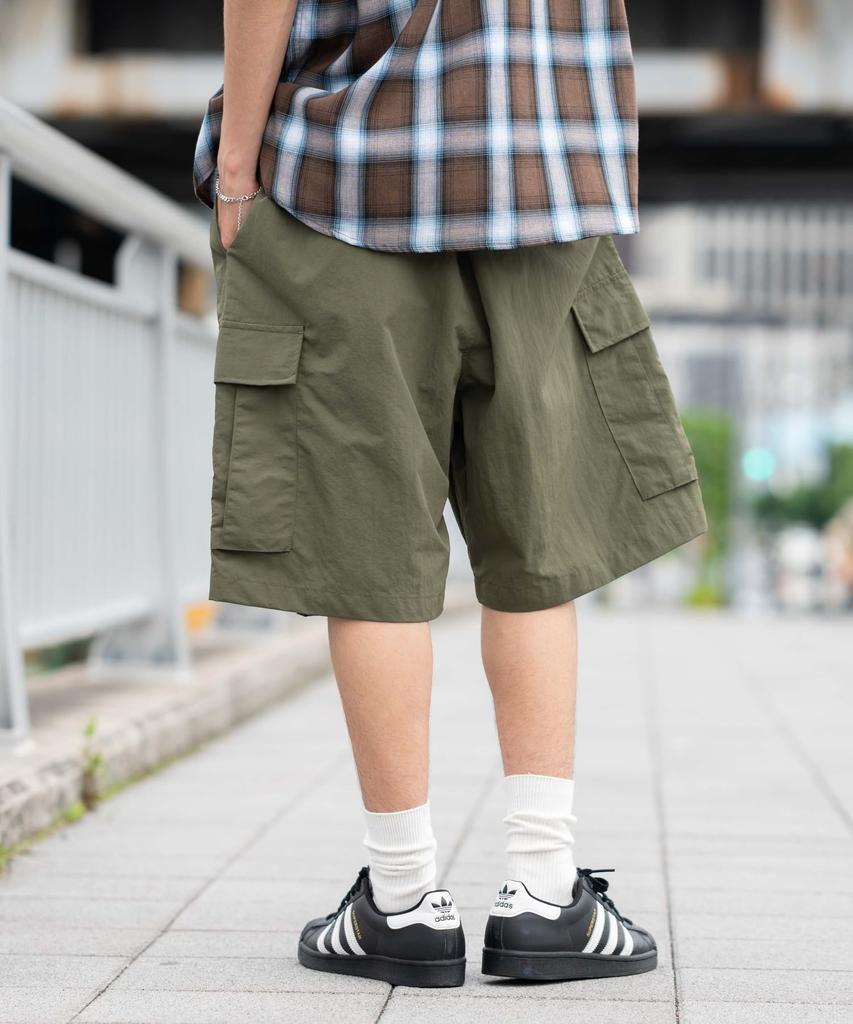 WEGO Нейлоновые Легкие Мешковатые Шорты Карго Половина Оливковые Мужские, Брюки,