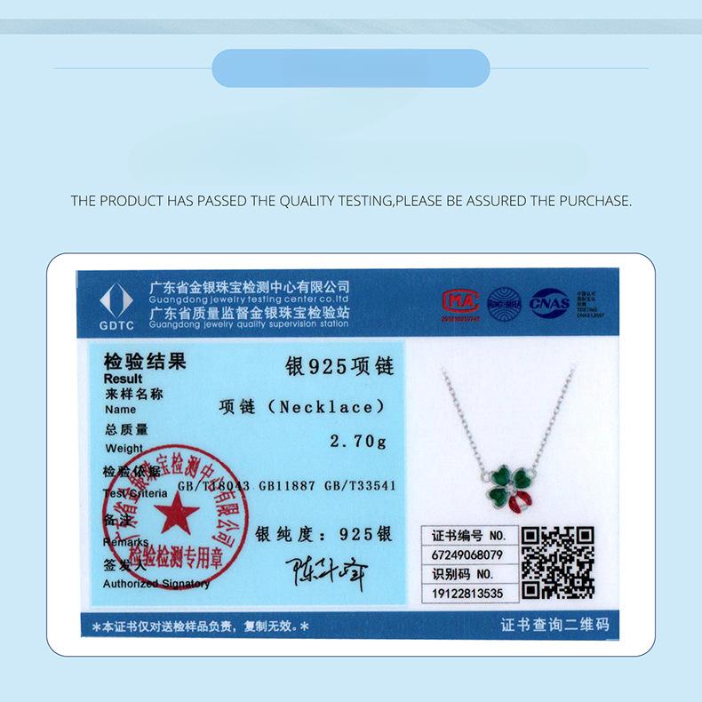 Spring New Four-Leaf Clover Ladybug Necklace 925 Silver Woman, Premium Sense S925 Silver Collarbone Chain