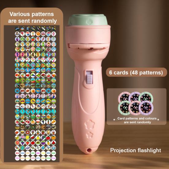 Kids Projector Flashlight Toy with 48 Images & 6 Discs Educational Storytelling Light for Early Learning & Bedtime Imaginative Play Flashlight Toy