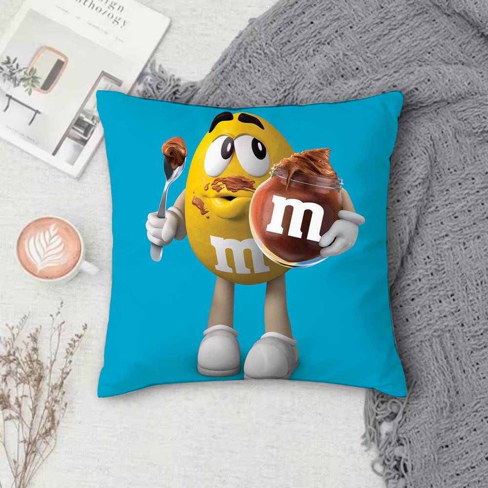 MMMs Chocolate Doublesided Printed Square Pillow Cover Decorative Cushion Cover for Sofa Bedroom Bedside