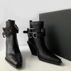 Designer Wedges Ankle Boots Sexy High Heels Buckle Shoes Winter Chelsea Ankle Boots New Pumps Trend Fashion Ladies Boots