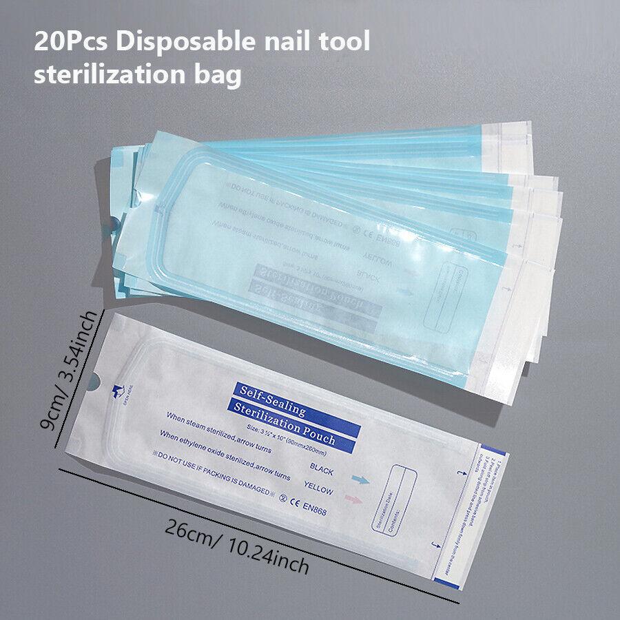 20 шт. самозапечатывающихся стерилизационных пакетов, индикатор изменения цвета, для инструментов для дизайна ногтей, ножниц, щипцов, пинцетов