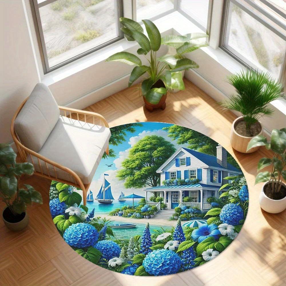 1 Piece Hydrangea Round Rug Suitable For Living Room Bedroom And Kitchen Home Decoration Room Decoration Gift For Friends And Family