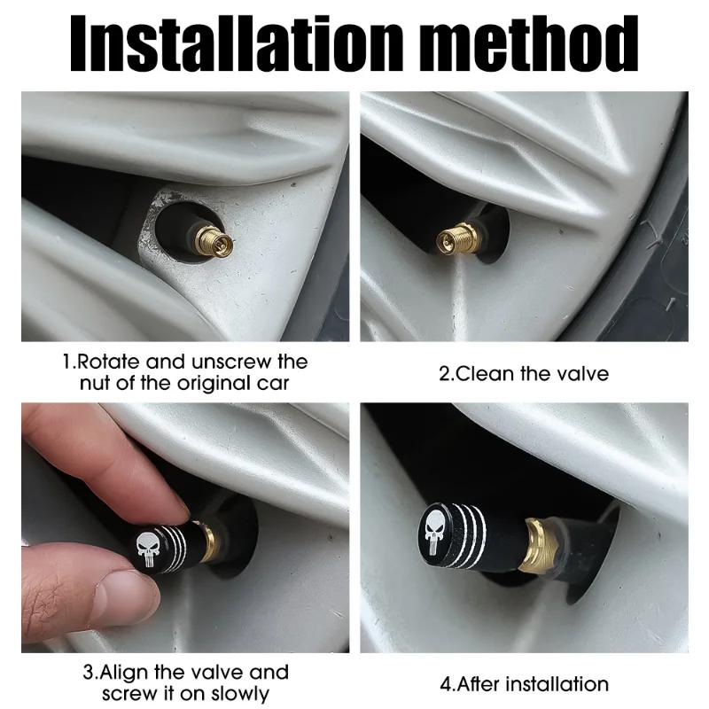 4 шт./упак. креативные колпачки для автомобильных шин с логотипом в виде черепа - крышка из алюминиевого сплава с герметизирующей прокладкой, аксессуары, инструменты, новые