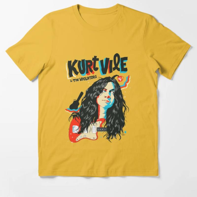 Vtg Kurt Vile Music Star Cotton Yellow Full Size T Shirt Ag455