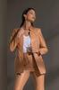 Stylish Wear Beige Button Blazer Leather Real Lambskin Genuine Women's