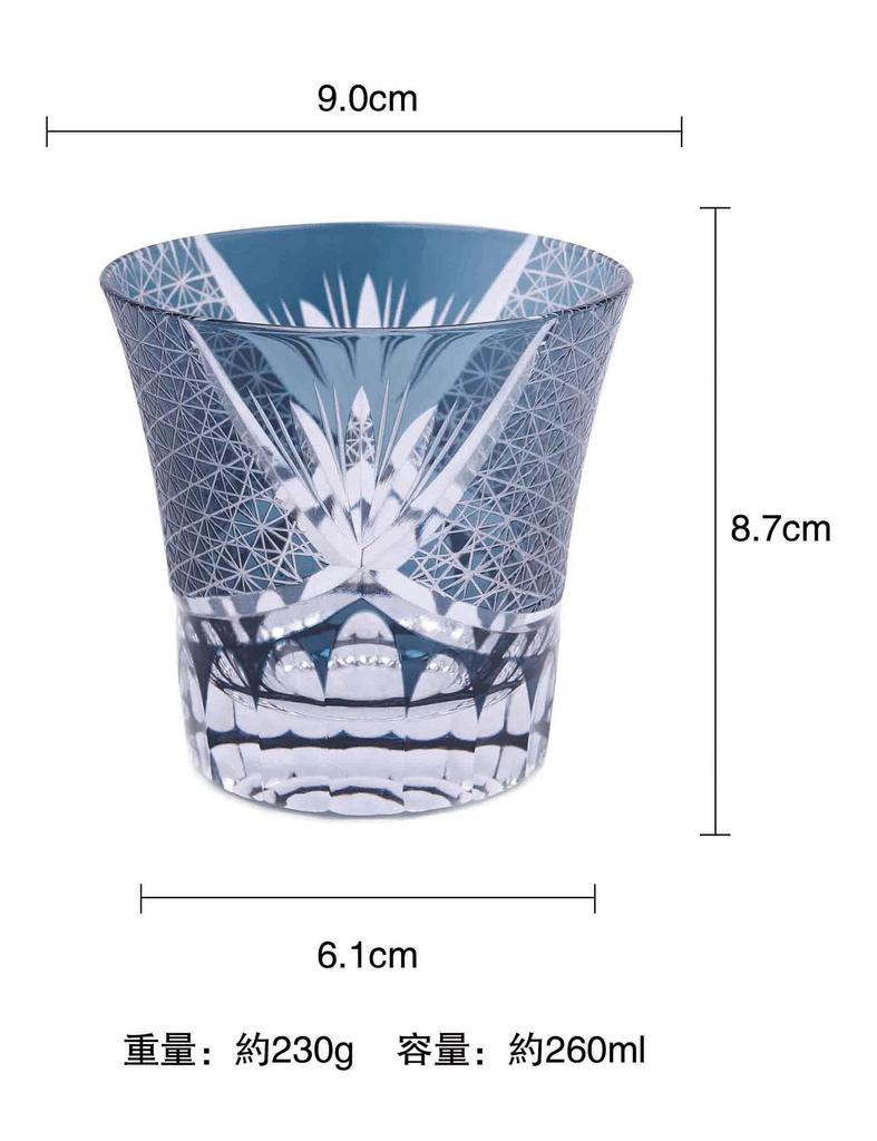 FONYUHUA Kiriko Glass Old Glass Tumbler Chrysanthemum Tsunagi Pattern Dishwasher Safe Rocks Glass Shochu Glass Sake Beer Whiskey Stylish Wedding Gift