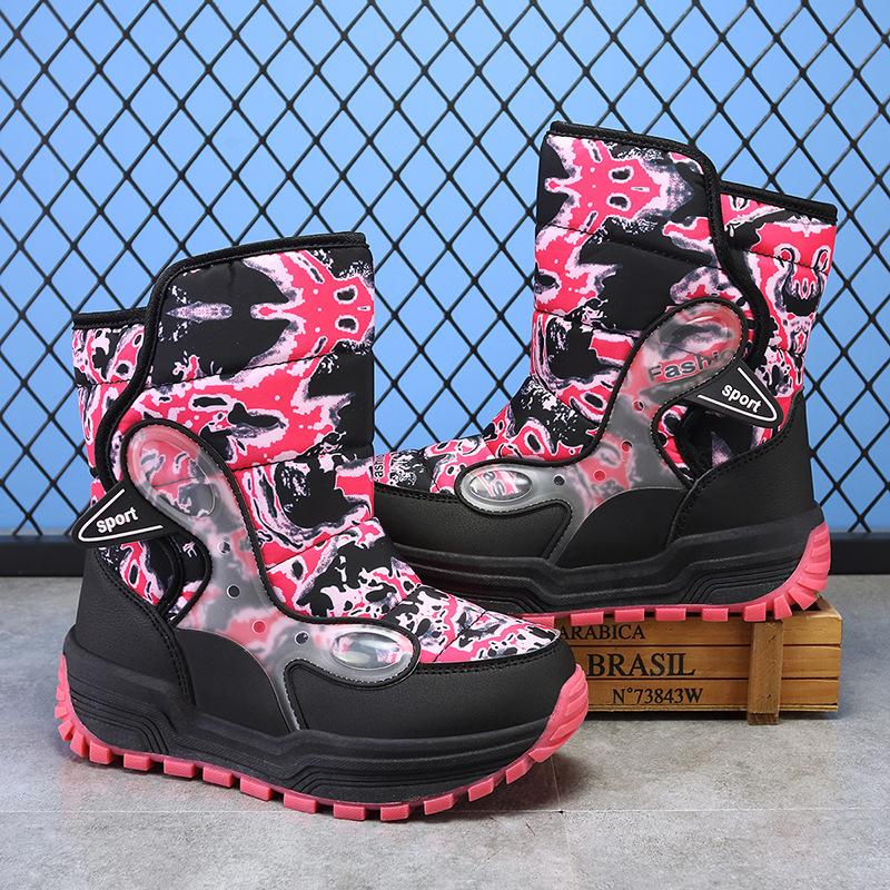 Children's Snow Boots Classmates New Velvet Thickened Warm Outdoor Claw High Boots Velcro Casual Shoes