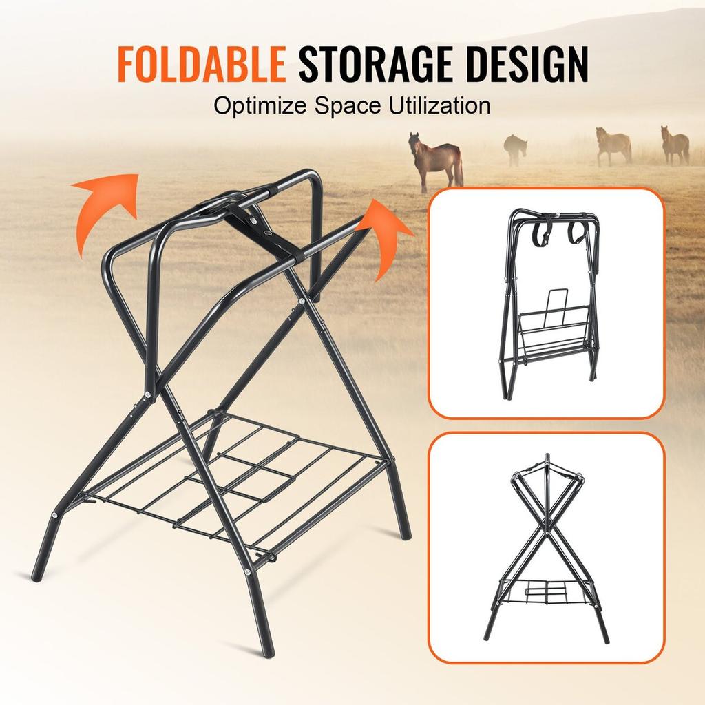 Folding Saddle Rack 2 Packs Freestanding Horse Saddle Stand 132 lbs