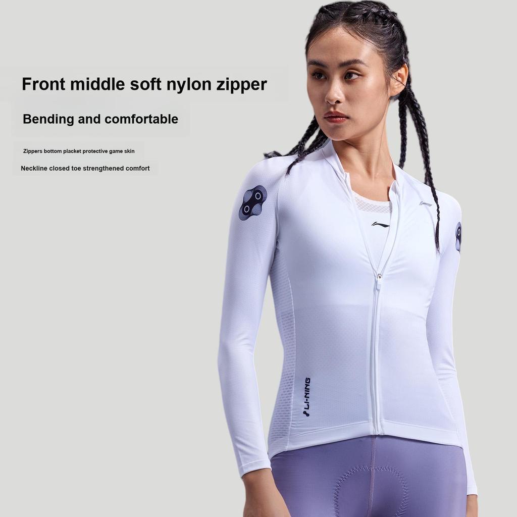 Li-Ning Professional Sports Equipment Summer Lightweight Breathable Quick-Dry High-Stretch Fitted Long Sleeve Cycling Jersey Women Jersey LCTY058