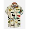 Men's Cute Cat Print Casual Shirt, 3D Printed Daily Clothing, Classic Hawaiian Men's Short Sleeved Shirt, Harajuku