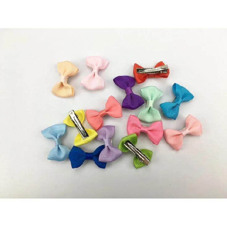 (100 Pieces/lot) Cute Handmade Pet Hair Grooming Accessories 73 Colors Boutique Ribbon Dog Cat Hair Bows With Metal Clips