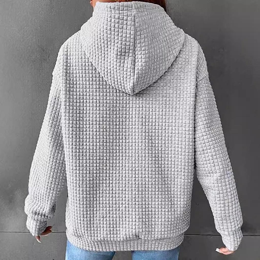 Женский осенне-зимний вафельный худи с капюшоном и принтом на Хэллоуин - Свободный крой, Длинный рукав, Европейский размер